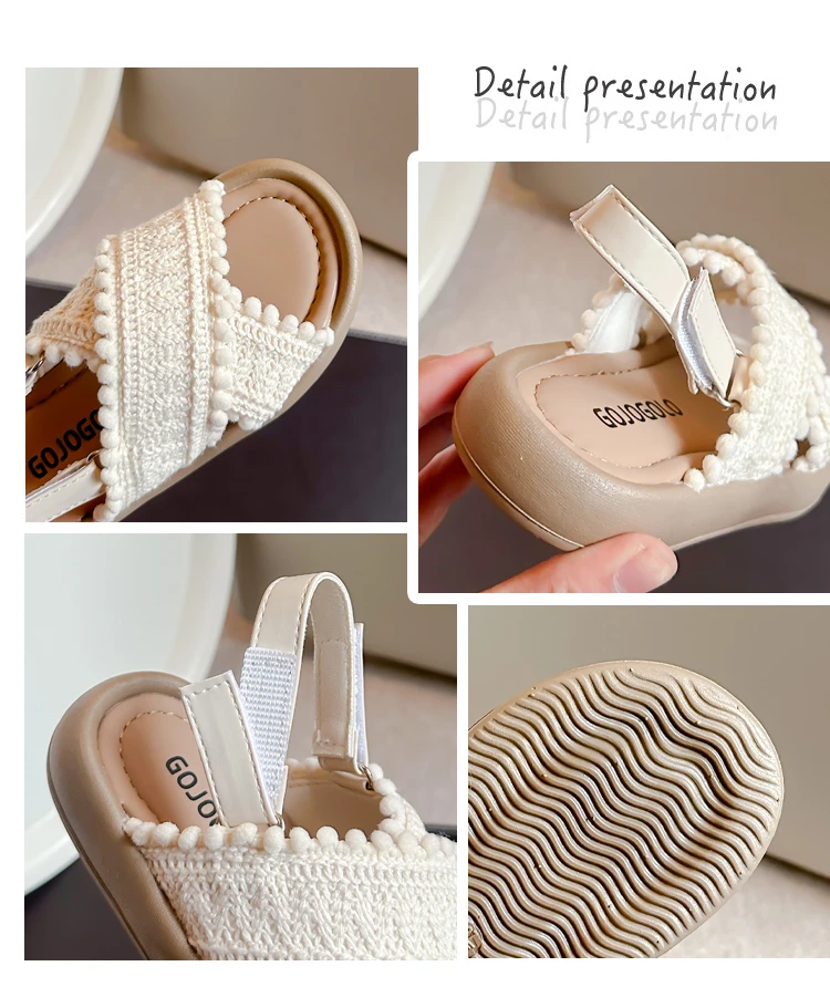 Girls Sandals Summer New Cute National Style Cross Hook & Loop Soft Bottom Princess Fashion Sandals Children Casual Beach Shoes
