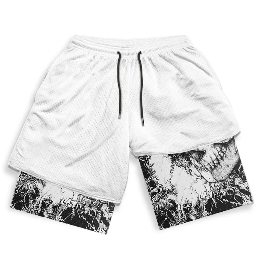 Y2K Summer Men Streetwear Anime Berserk Oversize Active Athletic Gym Short Pants Training Fitness Workout Track Shorts Clothes