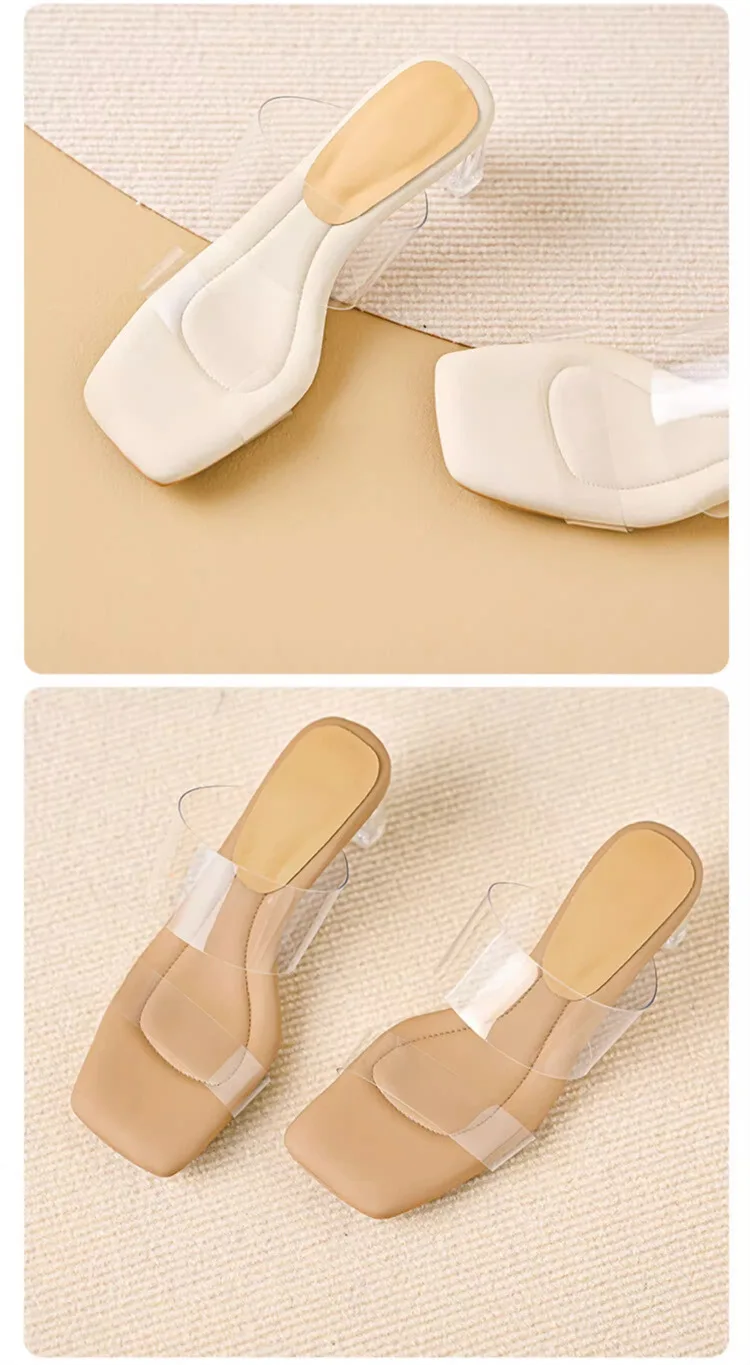Summer Chunky Transparent Crystal High-heeled Sandals, Women's New Summer Wear Comfortable Soft Soles on The Sense of Sandals