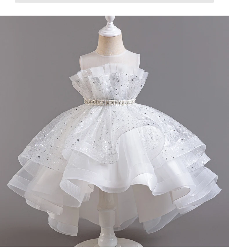 8318 Children's Dress Princess Dress Wedding Bridesmaid Wedding Dress Fluffy Dress Lace Trail Gown Children's Wear