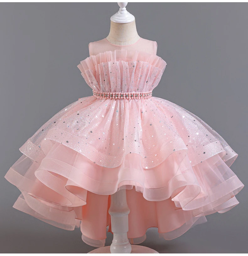8318 Children's Dress Princess Dress Wedding Bridesmaid Wedding Dress Fluffy Dress Lace Trail Gown Children's Wear