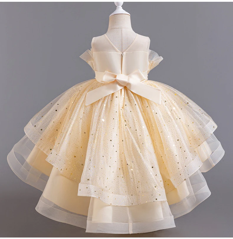 8318 Children's Dress Princess Dress Wedding Bridesmaid Wedding Dress Fluffy Dress Lace Trail Gown Children's Wear