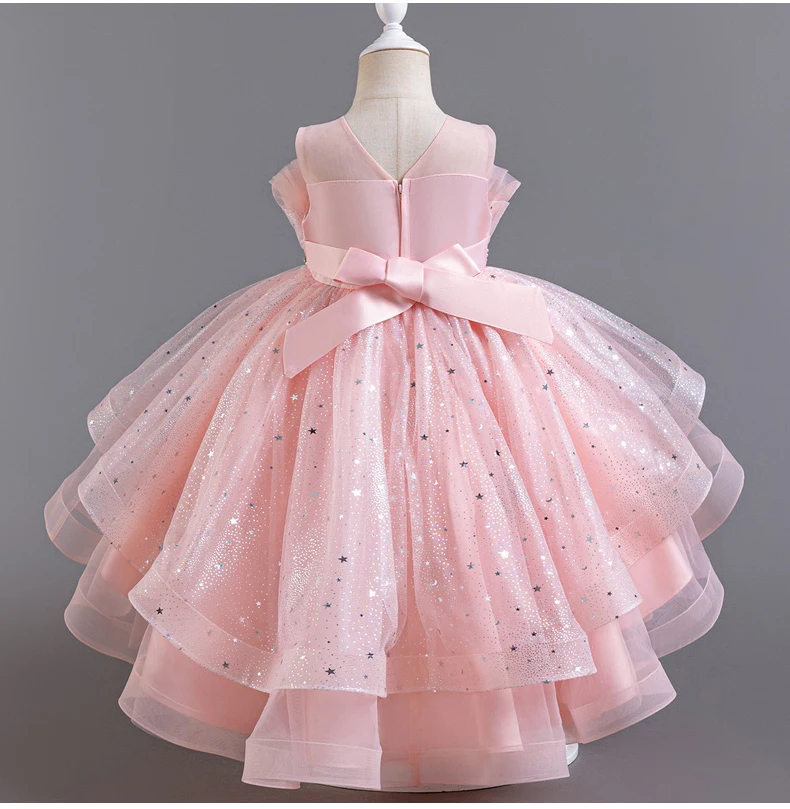 8318 Children's Dress Princess Dress Wedding Bridesmaid Wedding Dress Fluffy Dress Lace Trail Gown Children's Wear
