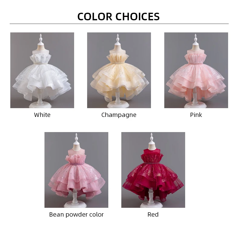8318 Children's Dress Princess Dress Wedding Bridesmaid Wedding Dress Fluffy Dress Lace Trail Gown Children's Wear