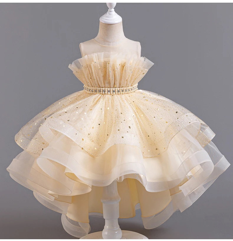 8318 Children's Dress Princess Dress Wedding Bridesmaid Wedding Dress Fluffy Dress Lace Trail Gown Children's Wear