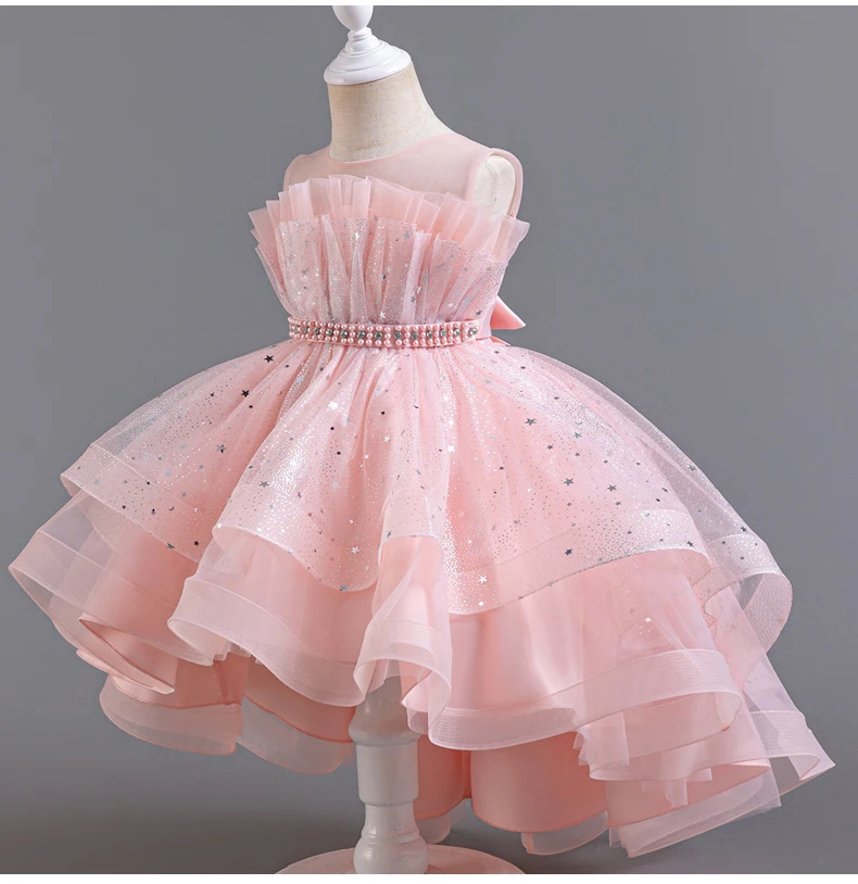 8318 Children's Dress Princess Dress Wedding Bridesmaid Wedding Dress Fluffy Dress Lace Trail Gown Children's Wear