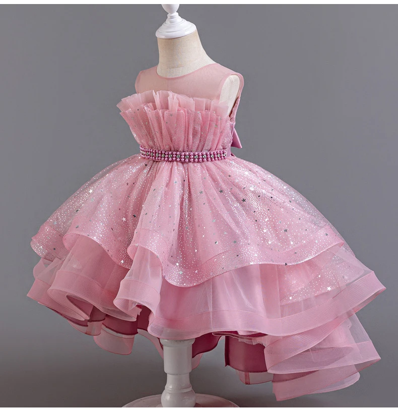 8318 Children's Dress Princess Dress Wedding Bridesmaid Wedding Dress Fluffy Dress Lace Trail Gown Children's Wear