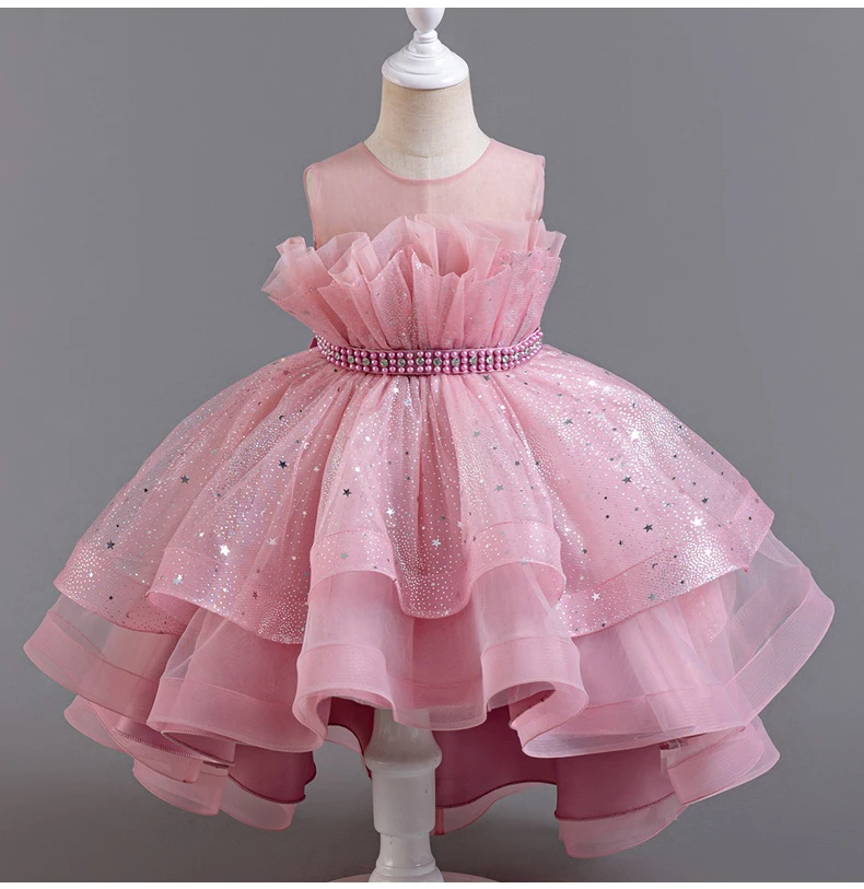 8318 Children's Dress Princess Dress Wedding Bridesmaid Wedding Dress Fluffy Dress Lace Trail Gown Children's Wear