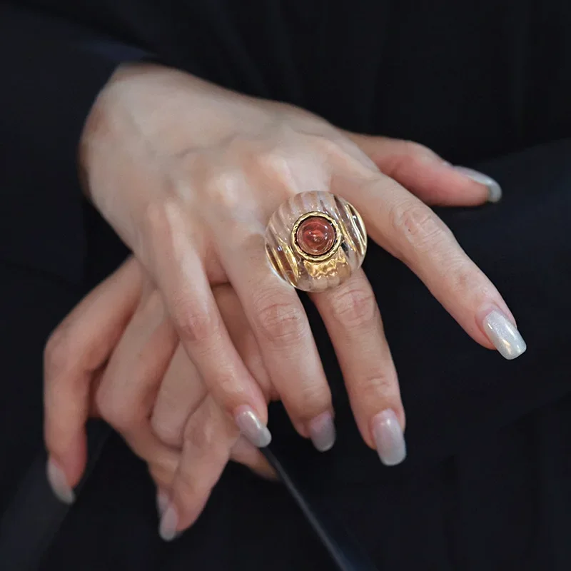 Trendy Jewelry Vintage Temperament Rings Senior Sense Purple Resin Stud Earrings For Women Girl 2024 Trend New Accessories