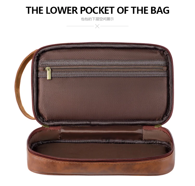 Men's Leather Makeup Bag for Travel Men's High-End Sense Large Capacity Storage Travel Wash Bag Waterproof Toiletry Bag