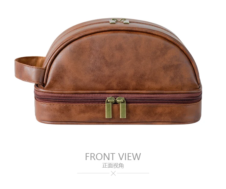 Men's Leather Makeup Bag for Travel Men's High-End Sense Large Capacity Storage Travel Wash Bag Waterproof Toiletry Bag