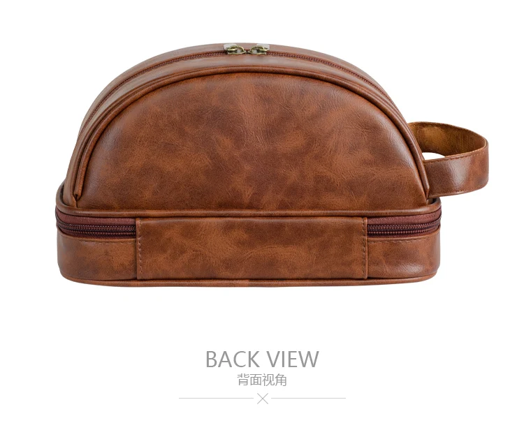 Men's Leather Makeup Bag for Travel Men's High-End Sense Large Capacity Storage Travel Wash Bag Waterproof Toiletry Bag