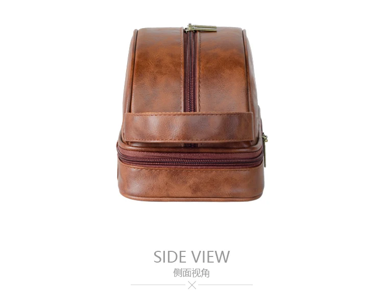 Men's Leather Makeup Bag for Travel Men's High-End Sense Large Capacity Storage Travel Wash Bag Waterproof Toiletry Bag