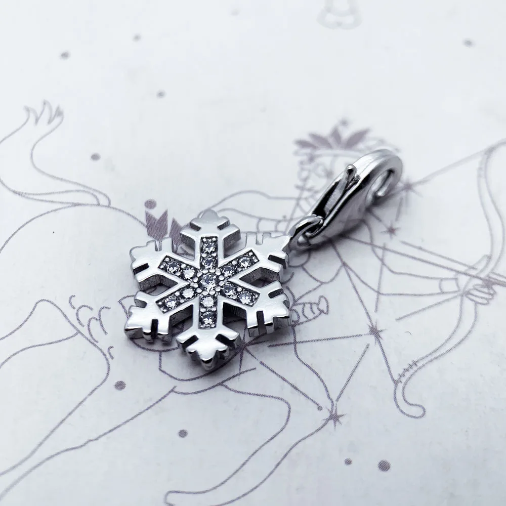 Snowflake Pendant Dangle Charm Hot Sell Europe Winter Fashion Romantic Gift 925 Sterling Silver Pure For Women