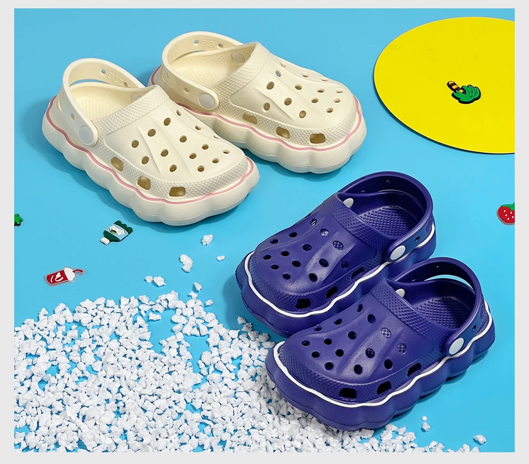 Kids' Summer Lovely EVA Garden Shoes Children Solid Color Toe Sandals Waterproof Breathable Slippers