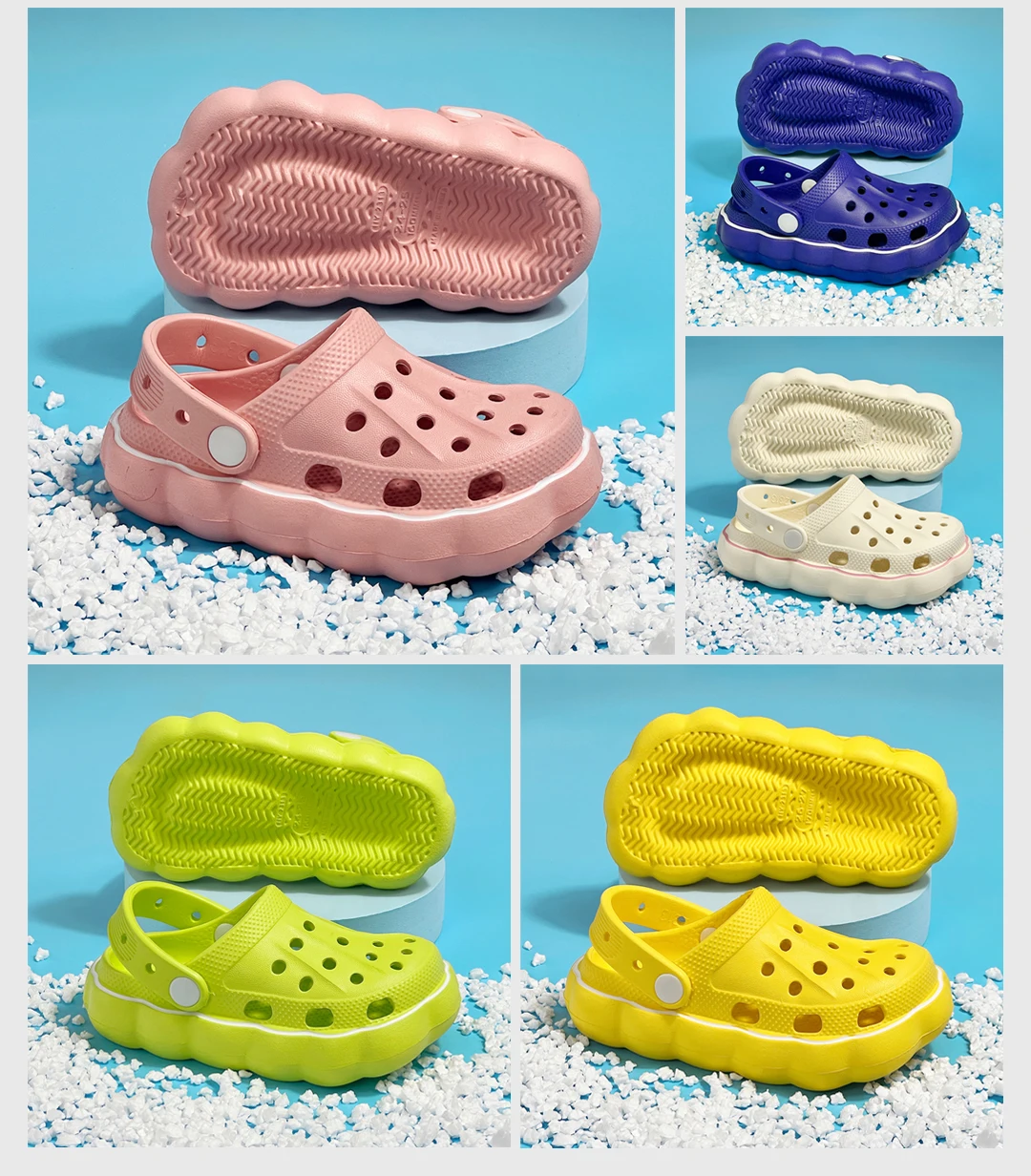 Kids' Summer Lovely EVA Garden Shoes Children Solid Color Toe Sandals Waterproof Breathable Slippers
