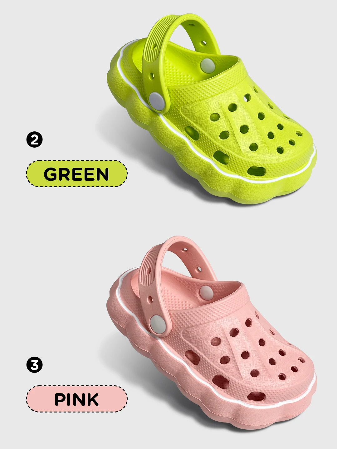 Kids' Summer Lovely EVA Garden Shoes Children Solid Color Toe Sandals Waterproof Breathable Slippers
