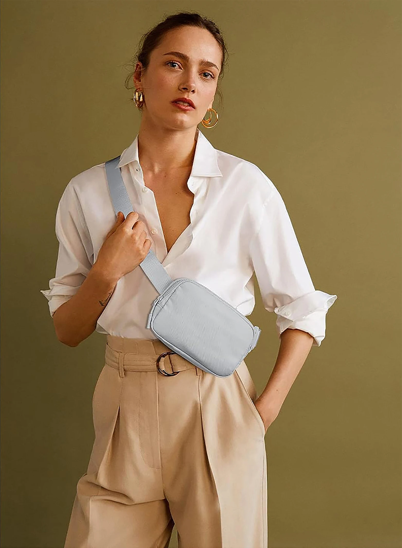 2024 Waist Bag for Women Fanny Pack with 2 Zipper Pocket Chest Bag Outdoor Crossbody Adjustable Strap Casual Travel Shoulder Bag