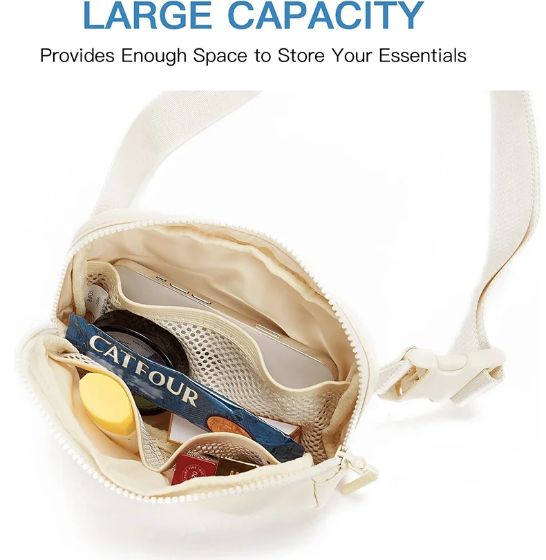 2024 Waist Bag for Women Fanny Pack with 2 Zipper Pocket Chest Bag Outdoor Crossbody Adjustable Strap Casual Travel Shoulder Bag