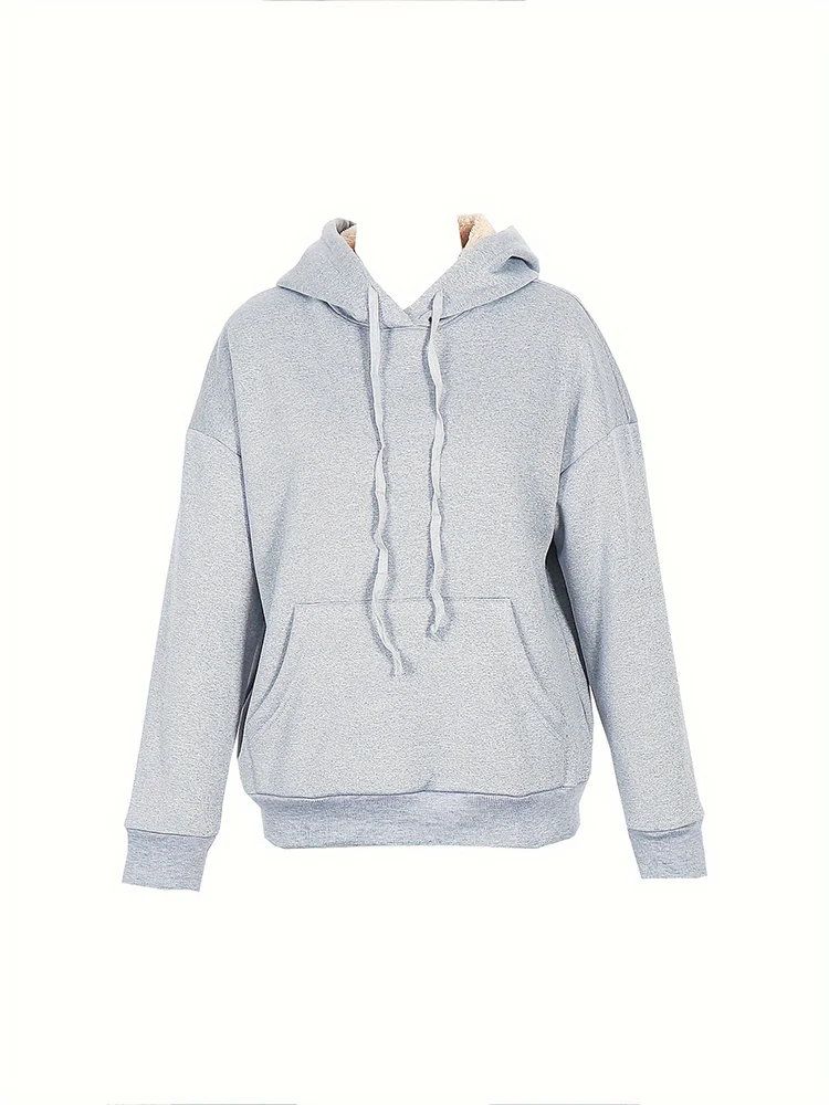 2025 Spring New Women's Solid Colour Warm Sweatshirt Hooded Lace-up Winter Sweatshirt with Pockets For Acrylic Sweaters