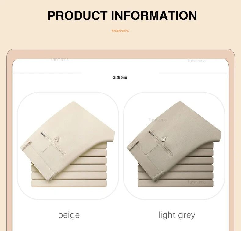 Classic Style Men's Fashion Casual Pants Brand Fashion Solid Color Business Straight ArmyGreen Beige Khaki Anti-wrinkle Trousers