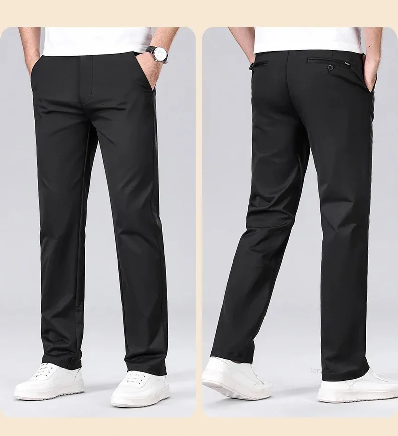 Classic Style Men's Fashion Casual Pants Brand Fashion Solid Color Business Straight ArmyGreen Beige Khaki Anti-wrinkle Trousers