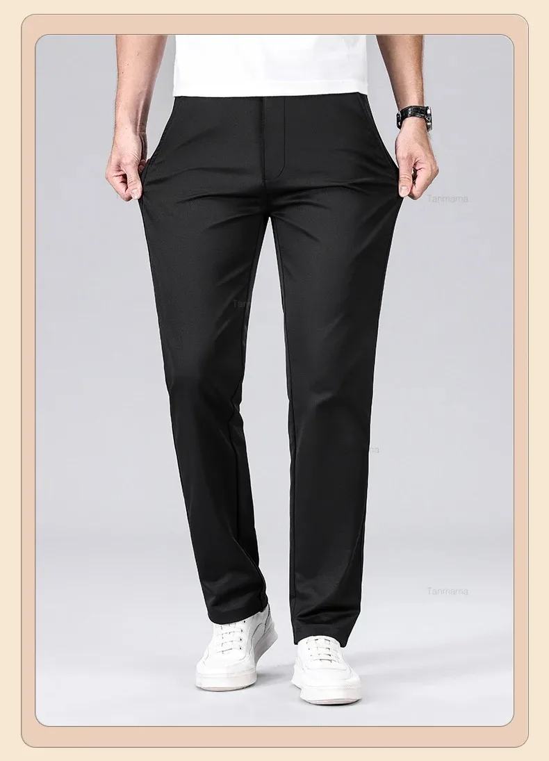 Classic Style Men's Fashion Casual Pants Brand Fashion Solid Color Business Straight ArmyGreen Beige Khaki Anti-wrinkle Trousers