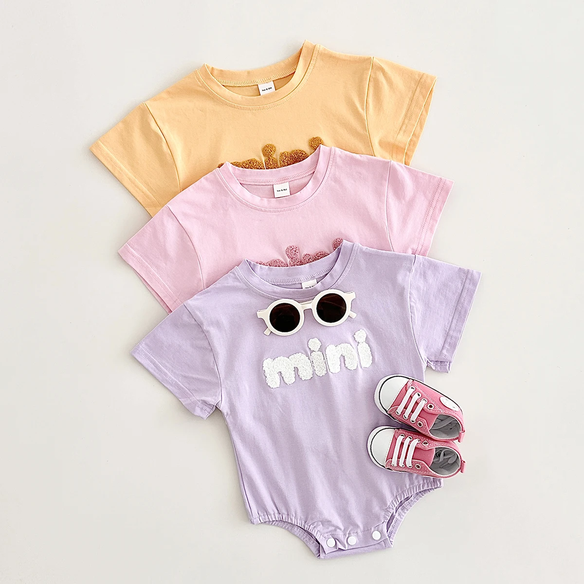 INS Summer Baby Bodysuit Newborn Clothing Boys Girls Cotton Triangle Romper Plush Letter Short Sleeve Infant 0-18M