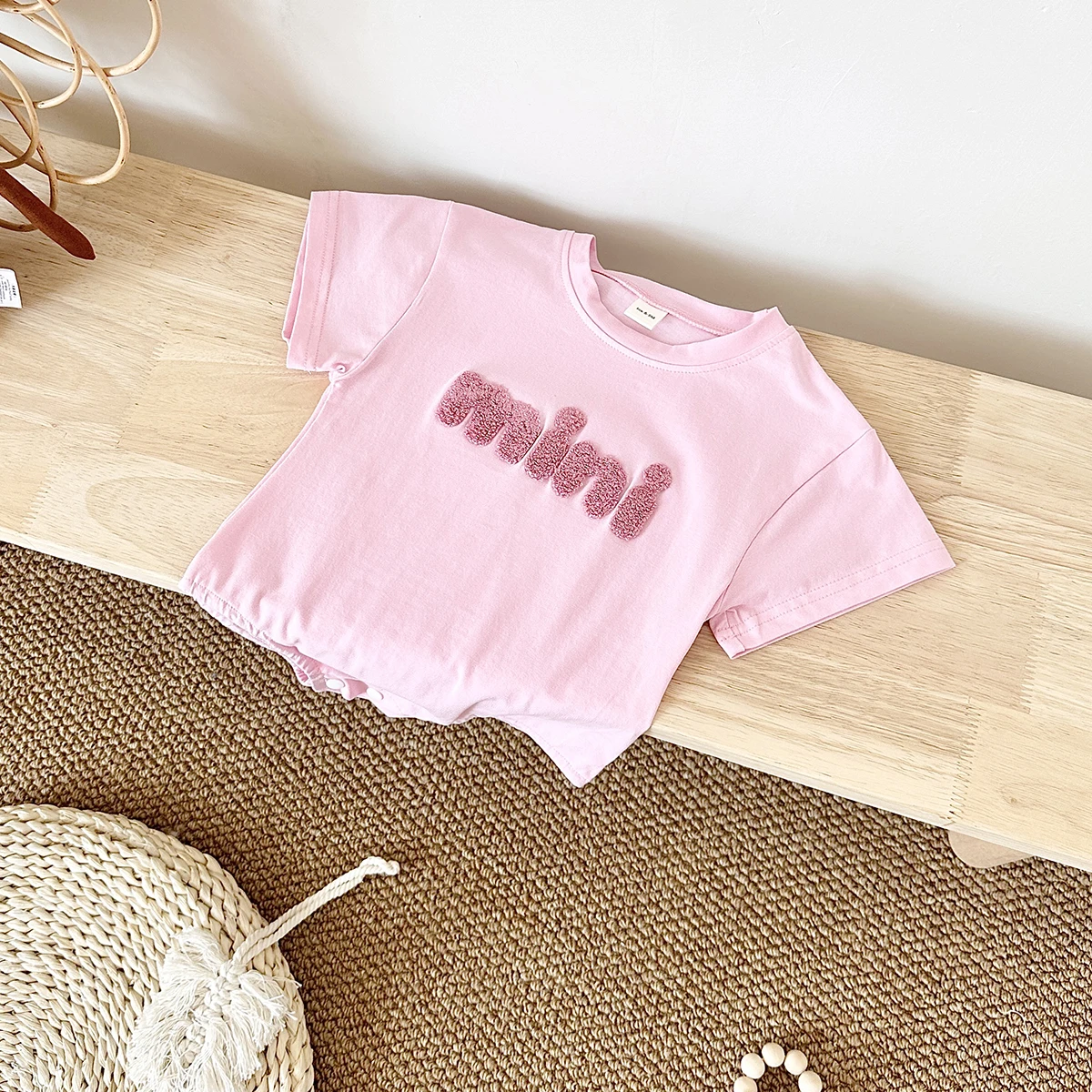 INS Summer Baby Bodysuit Newborn Clothing Boys Girls Cotton Triangle Romper Plush Letter Short Sleeve Infant 0-18M