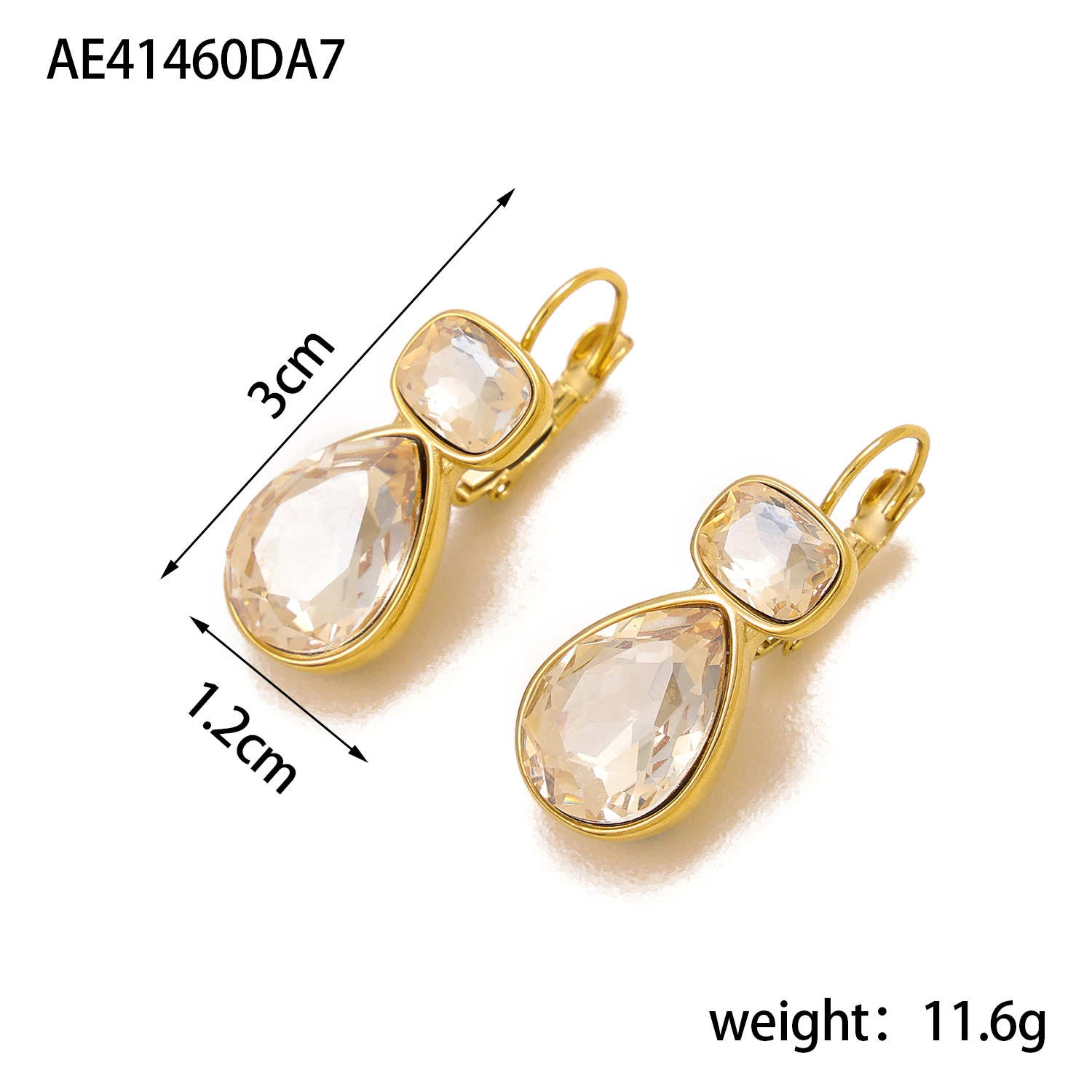 CARLIDANA Trendy Water Drop Colorful White Green Crystal Hoop Earrings Women Jewelry 18k Gold Plated Earrings Jewelry