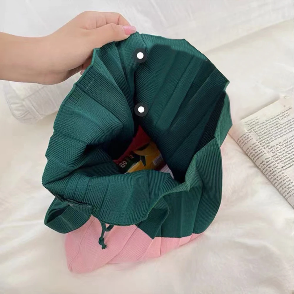 Retro Pleats Crochet Tote Bag Fashion Large Capacity Shoulder Bag Reusable Knitted Handbags Casual Braid Travel Bag for Women