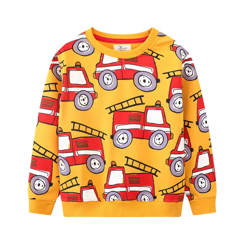 Jumping Meters 2-7T Fashion Design Boys Girls Sweatshirts Cars Print Hooded Shirts Kids Clothes Long Sleeve Autumn Tops