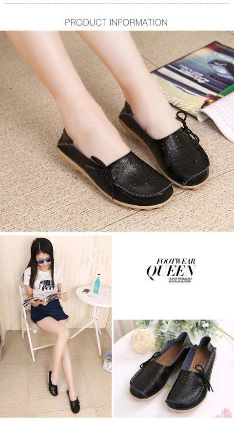 New Moccasins Women Flats Autumn sneakers Women Loafers Genuine Leather Female Shoes Slip On Ballet Bowtie Women Shoes Big Size