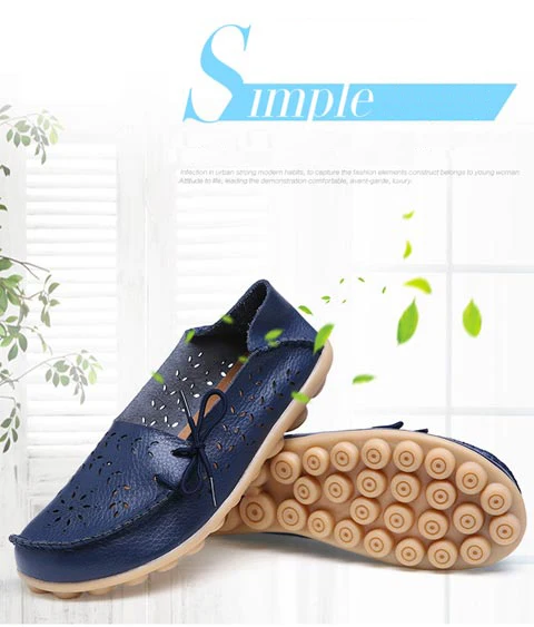 New Moccasins Women Flats Autumn sneakers Women Loafers Genuine Leather Female Shoes Slip On Ballet Bowtie Women Shoes Big Size