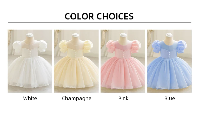 Baby Girls 1st Birthday Baptism Beading Dress For Girls Princess Luxury Costumes Kids Party Clothes Toddler Dresses