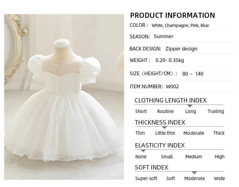 Baby Girls 1st Birthday Baptism Beading Dress For Girls Princess Luxury Costumes Kids Party Clothes Toddler Dresses