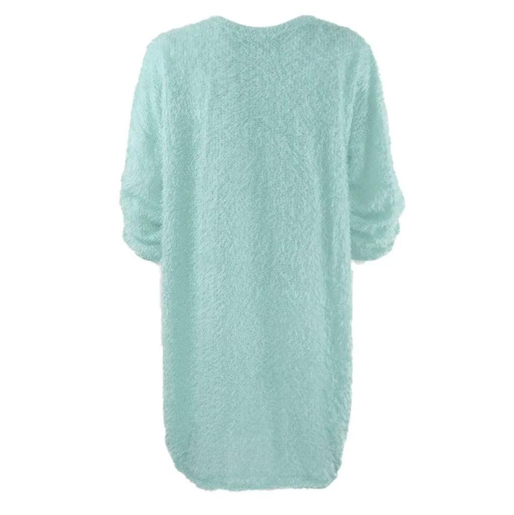Women Winter Sweater Knit Crewneck Warm Long Sleeve O-Neck Casual Sweatshirts Dress Solid Color Oversized Basic Ladies Cloth