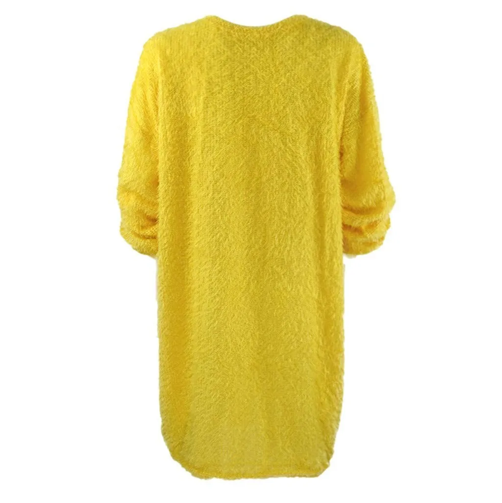 Women Winter Sweater Knit Crewneck Warm Long Sleeve O-Neck Casual Sweatshirts Dress Solid Color Oversized Basic Ladies Cloth