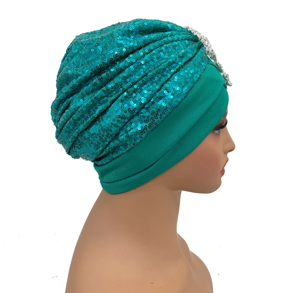 Luxury Rhinestones Turban Cap for Women Soft Comfortable Head Wraps Muslim Headscarf Bonnet Turbante Mujer