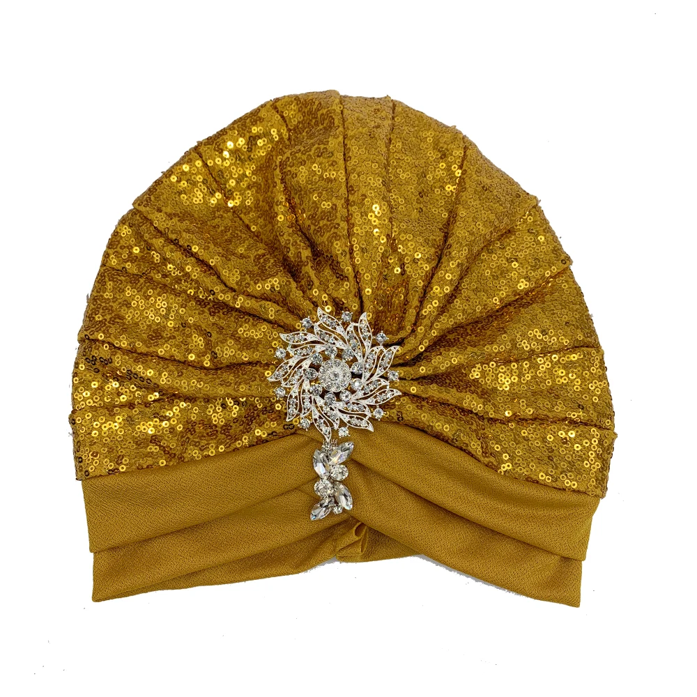 Luxury Rhinestones Turban Cap for Women Soft Comfortable Head Wraps Muslim Headscarf Bonnet Turbante Mujer