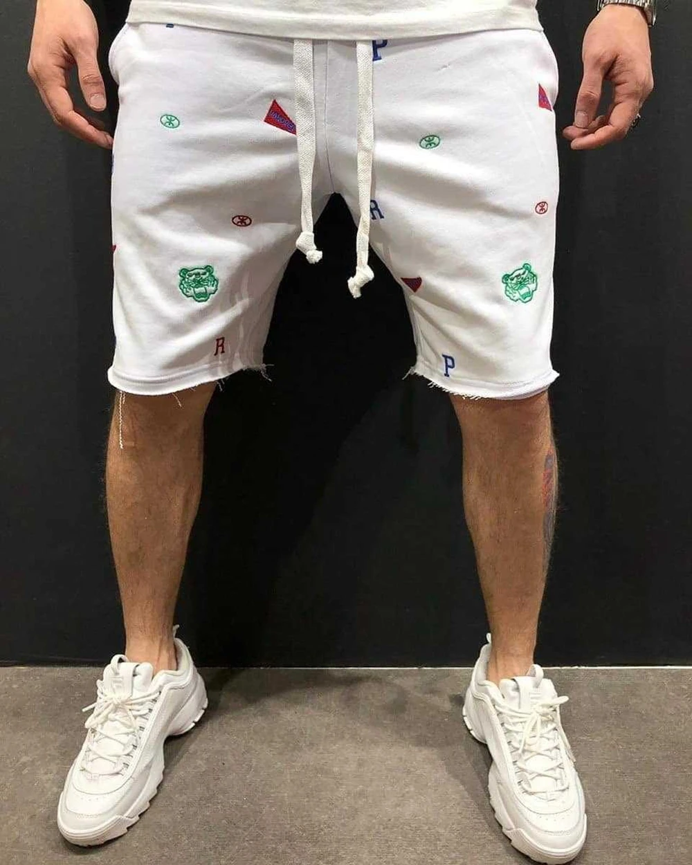 Mens Skinny Cotton Sporting Running Shorts Streetwear Bodybuilding Embroidered Fitness Short pants Jogger Gyms sport Shorts