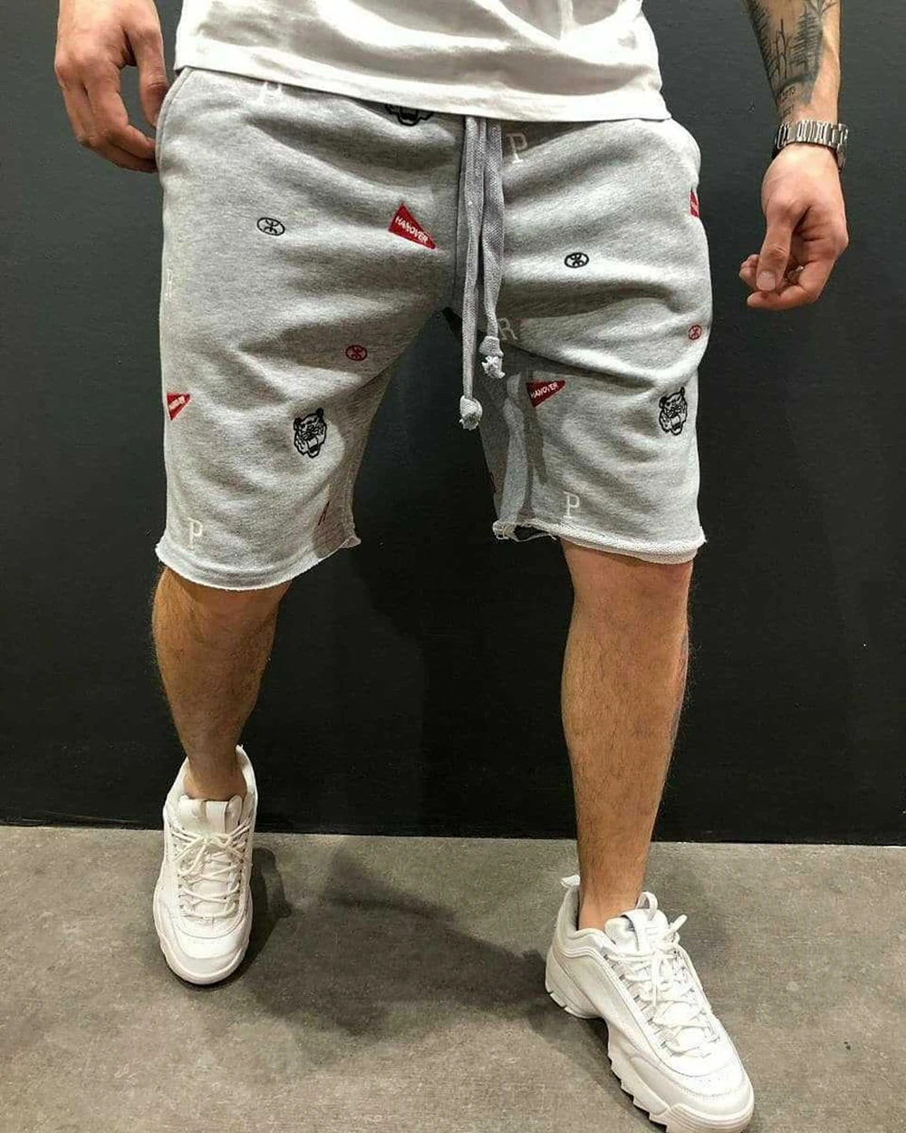 Mens Skinny Cotton Sporting Running Shorts Streetwear Bodybuilding Embroidered Fitness Short pants Jogger Gyms sport Shorts