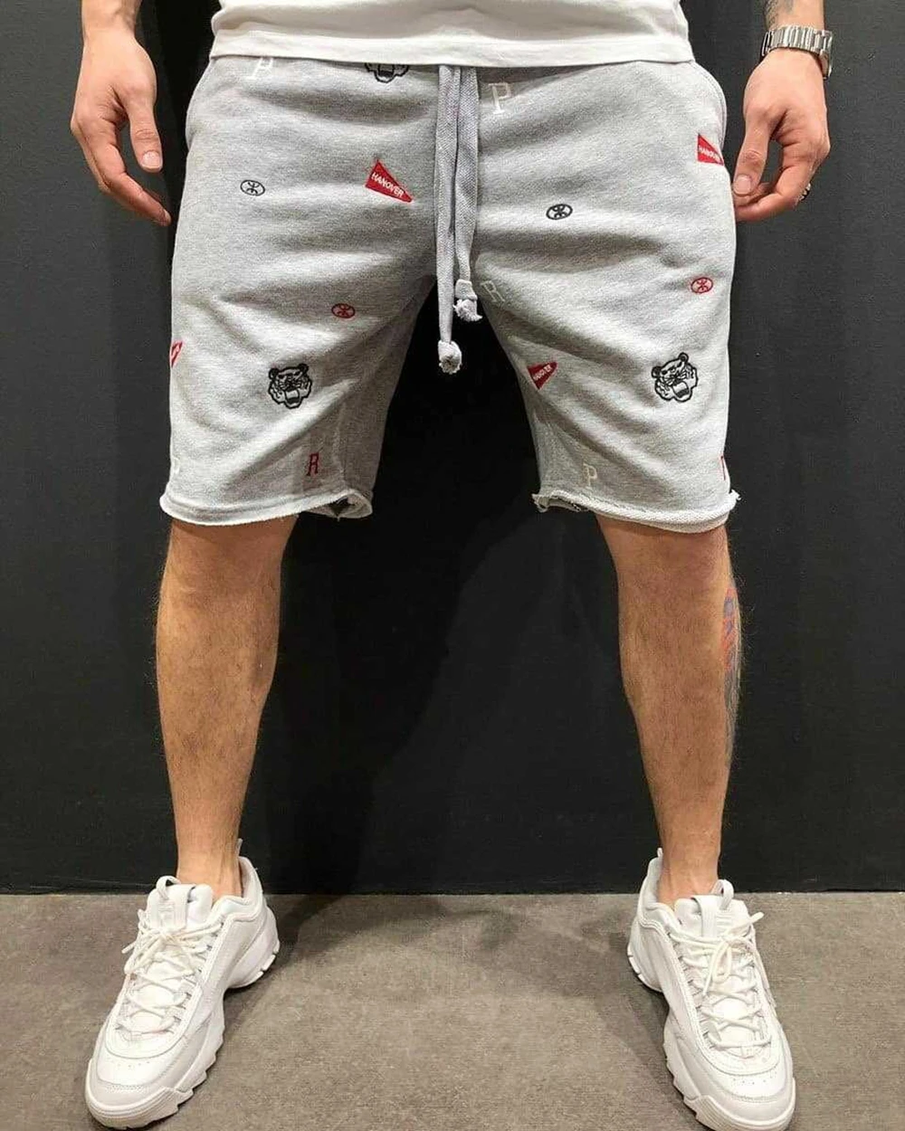 Mens Skinny Cotton Sporting Running Shorts Streetwear Bodybuilding Embroidered Fitness Short pants Jogger Gyms sport Shorts