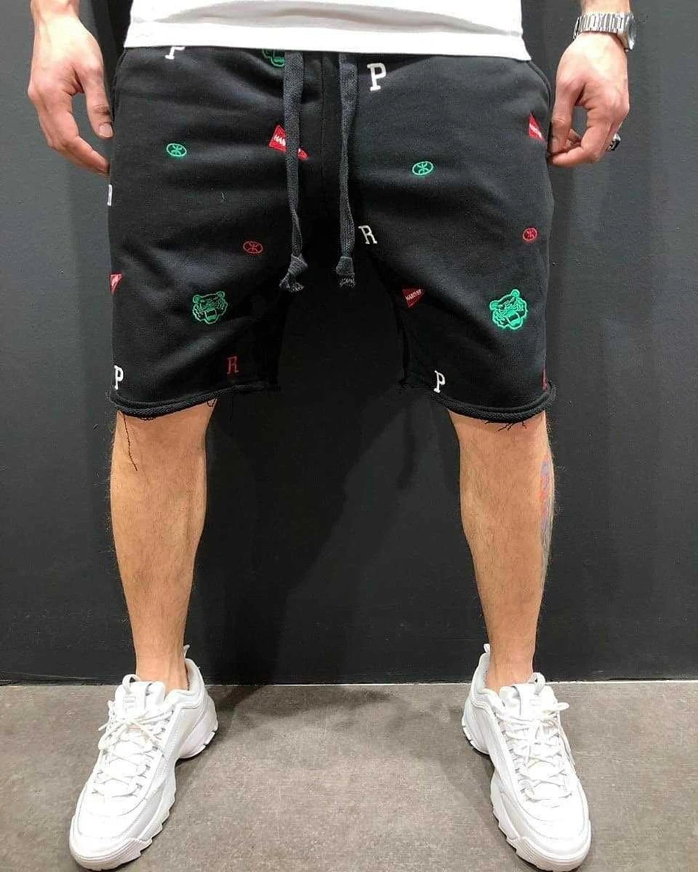 Mens Skinny Cotton Sporting Running Shorts Streetwear Bodybuilding Embroidered Fitness Short pants Jogger Gyms sport Shorts