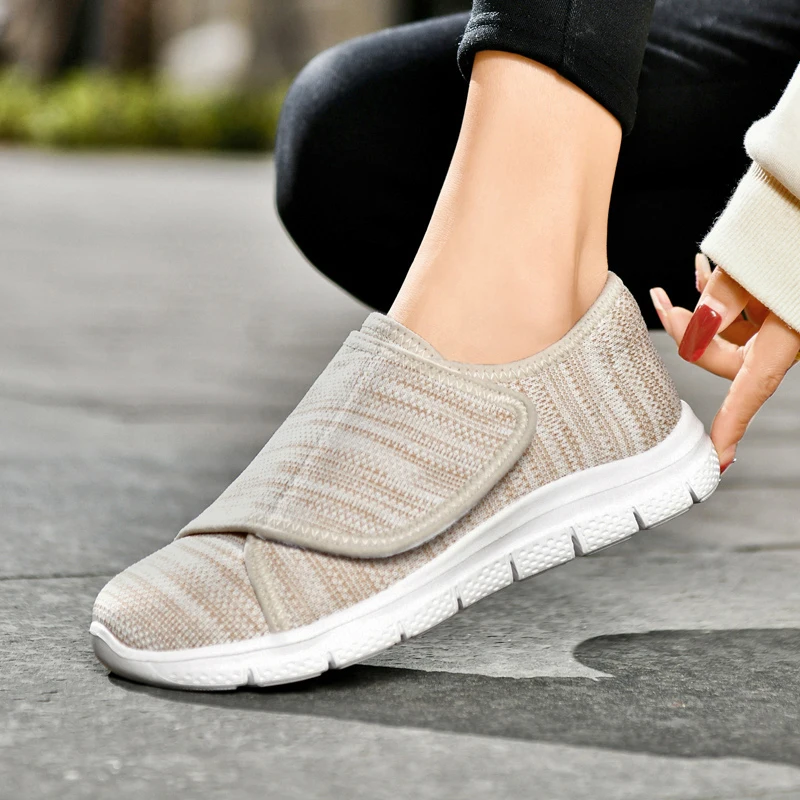 Women Diabetes Shoes For Wide Fat Foot Hallux Valgus Bunion Swollen Feet Non-Slip Anti-Skid Plus Big Size 41 42 43 44
