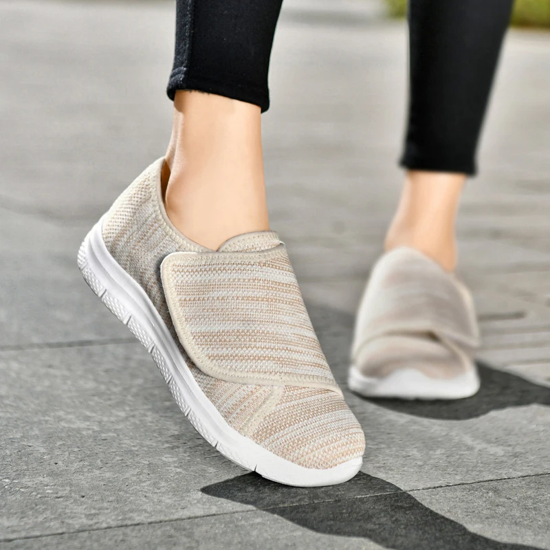 Women Diabetes Shoes For Wide Fat Foot Hallux Valgus Bunion Swollen Feet Non-Slip Anti-Skid Plus Big Size 41 42 43 44