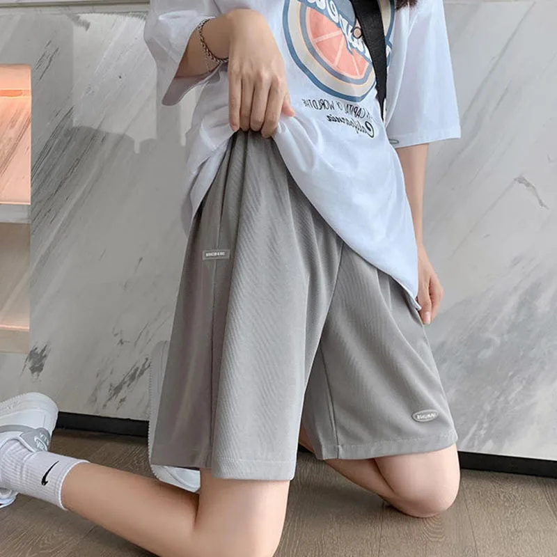 Summer Casual Maternity Short Pants Wide Leg Loose Straight Elastic Waist Belly Short Pants for Pregnant Women Pregnancy