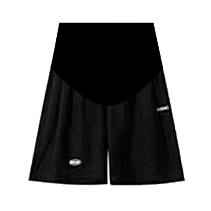 Summer Casual Maternity Short Pants Wide Leg Loose Straight Elastic Waist Belly Short Pants for Pregnant Women Pregnancy