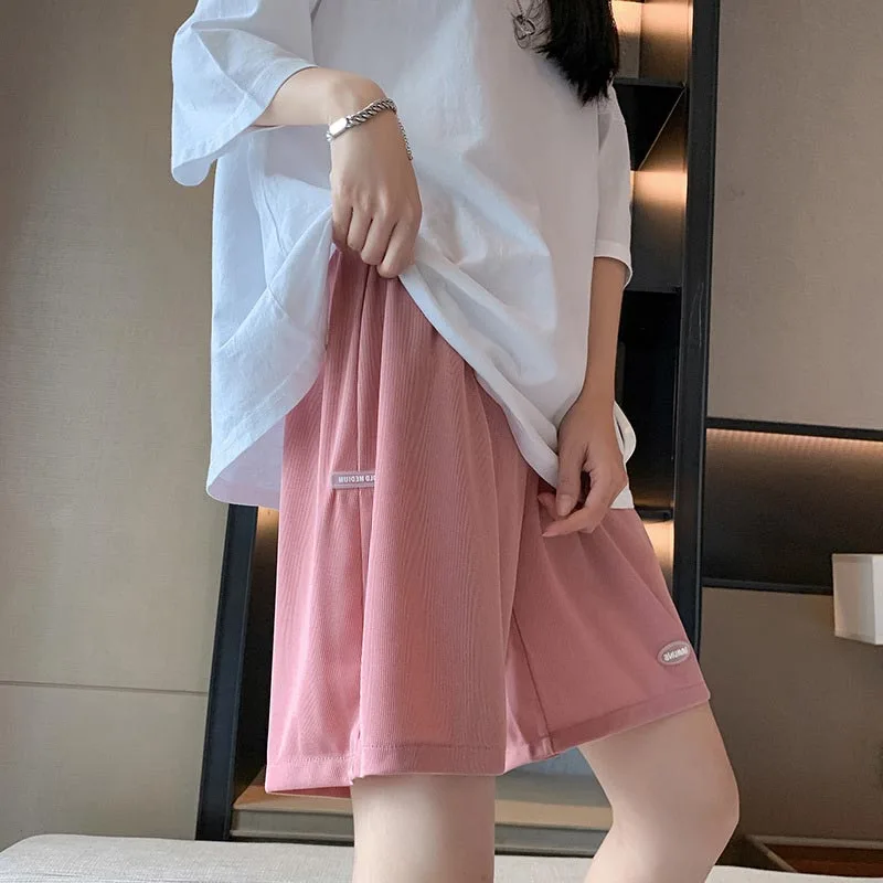 Summer Casual Maternity Short Pants Wide Leg Loose Straight Elastic Waist Belly Short Pants for Pregnant Women Pregnancy