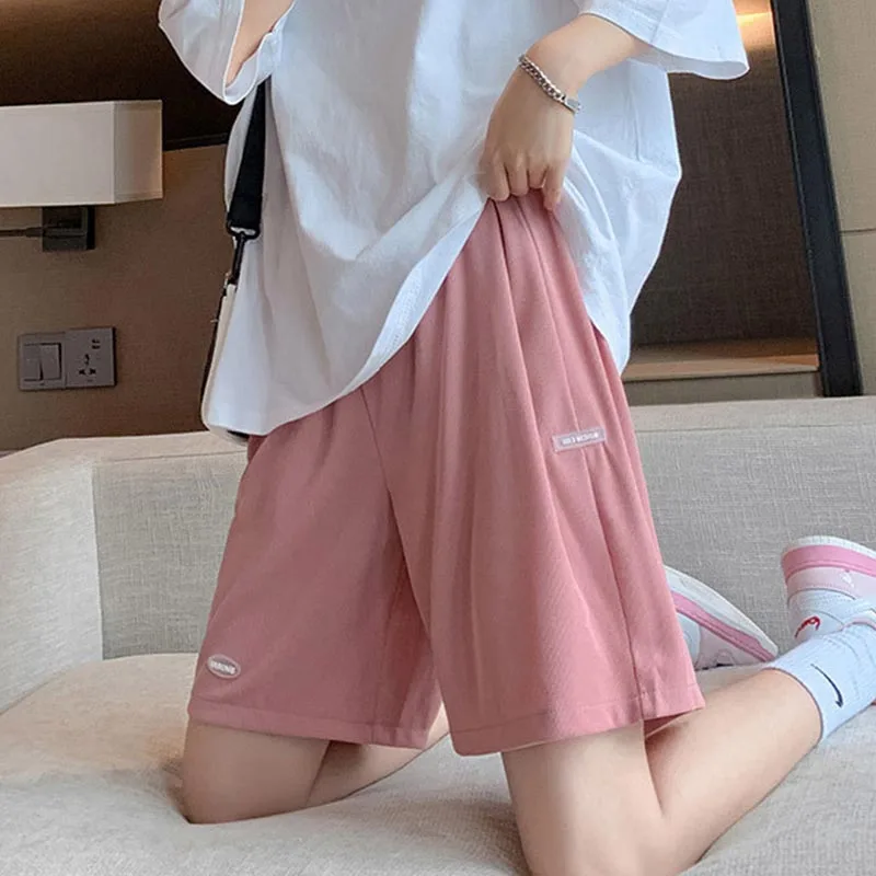 Summer Casual Maternity Short Pants Wide Leg Loose Straight Elastic Waist Belly Short Pants for Pregnant Women Pregnancy